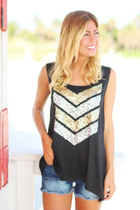 Black Sequin Tank Top