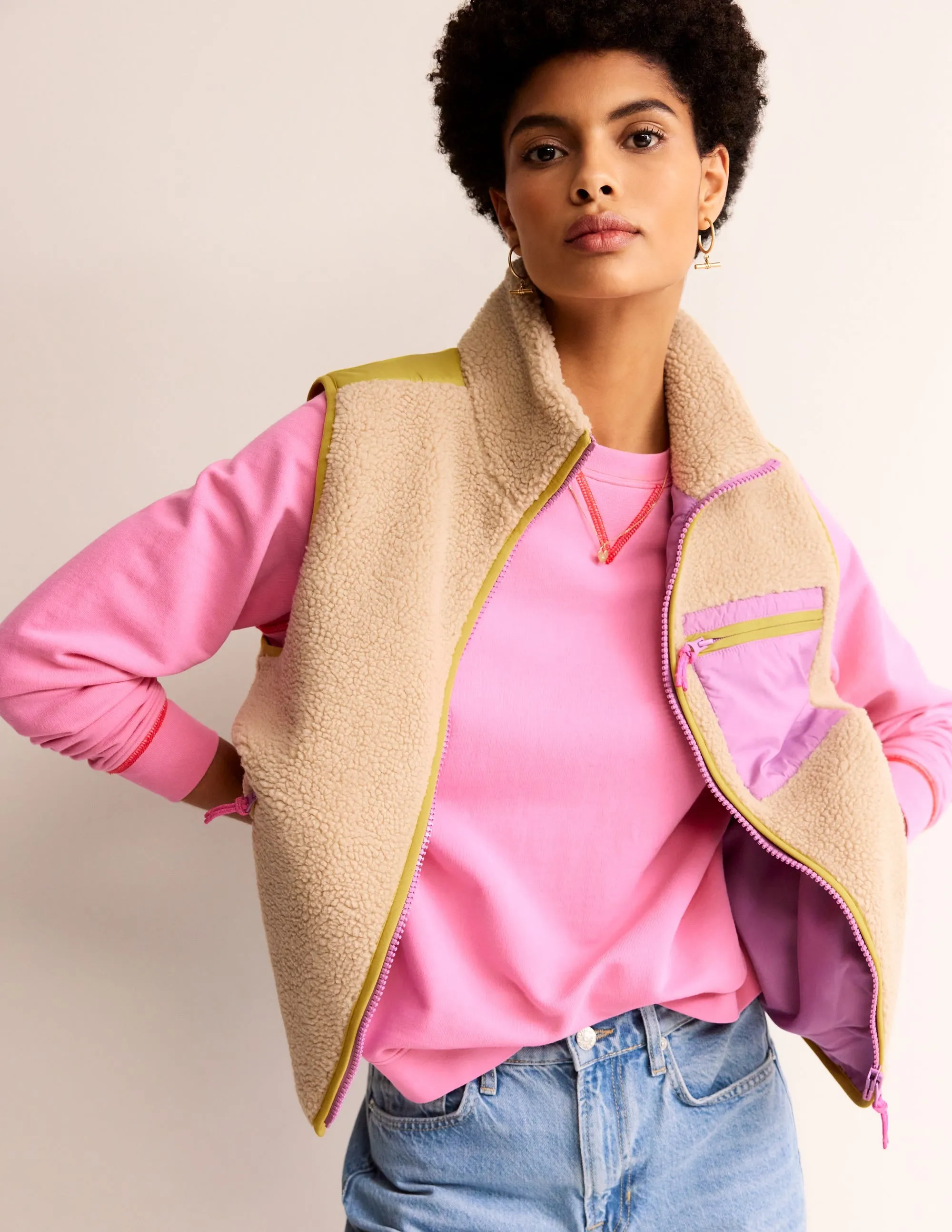 Borg Gilet-Mulberry, Antique Moss
