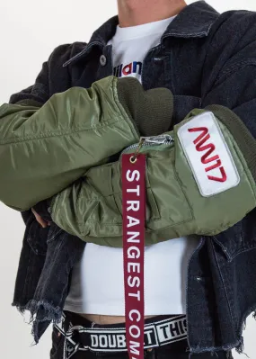 Khaki Arm Warmers of Bomber Jacket