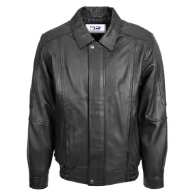 Men's Real Leather Bomber Jacket Classic Blouson Black Torger