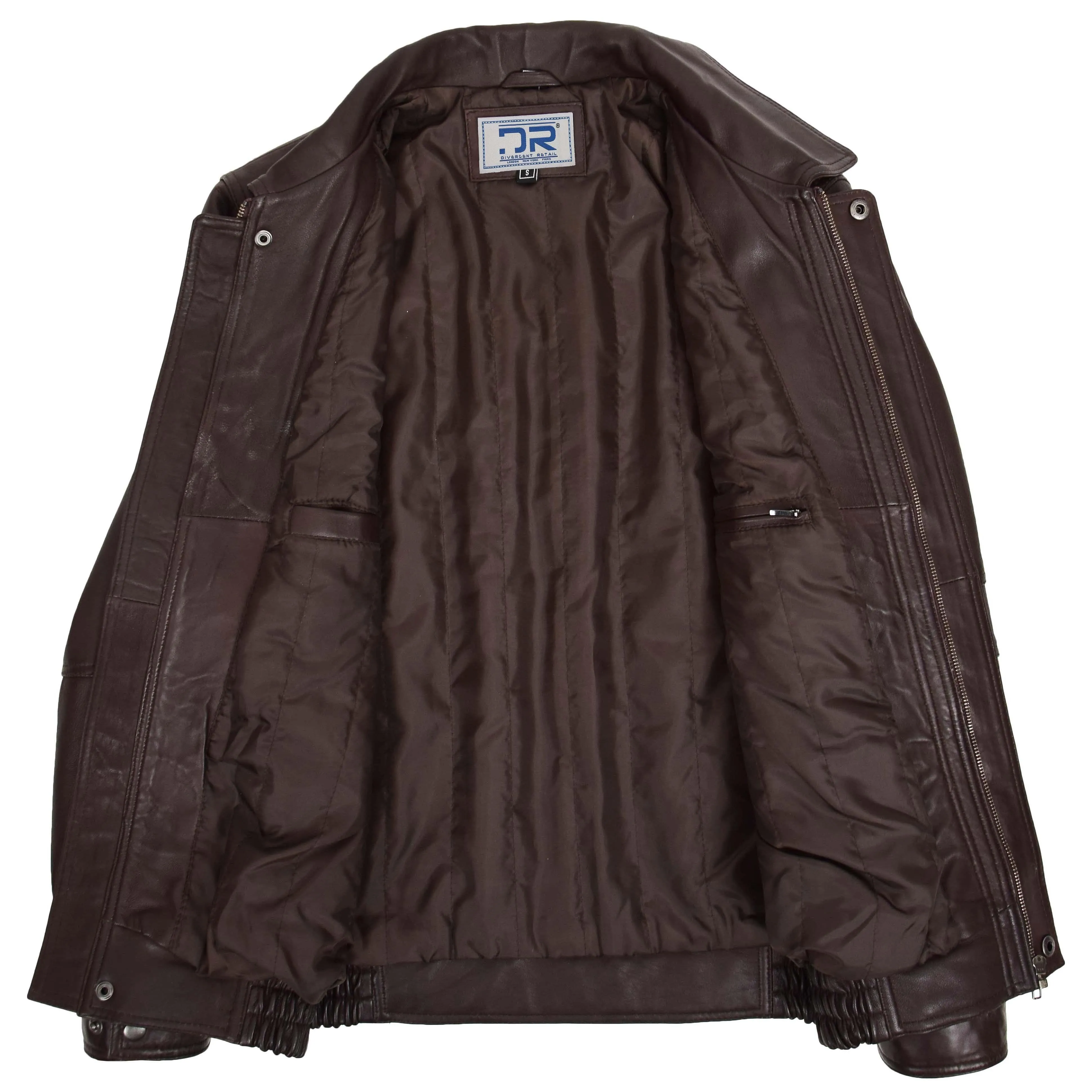 Men's Real Leather Bomber Jacket Classic Blouson Brown Torger