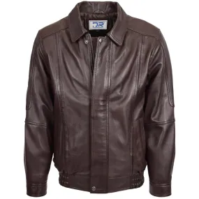 Men's Real Leather Bomber Jacket Classic Blouson Brown Torger
