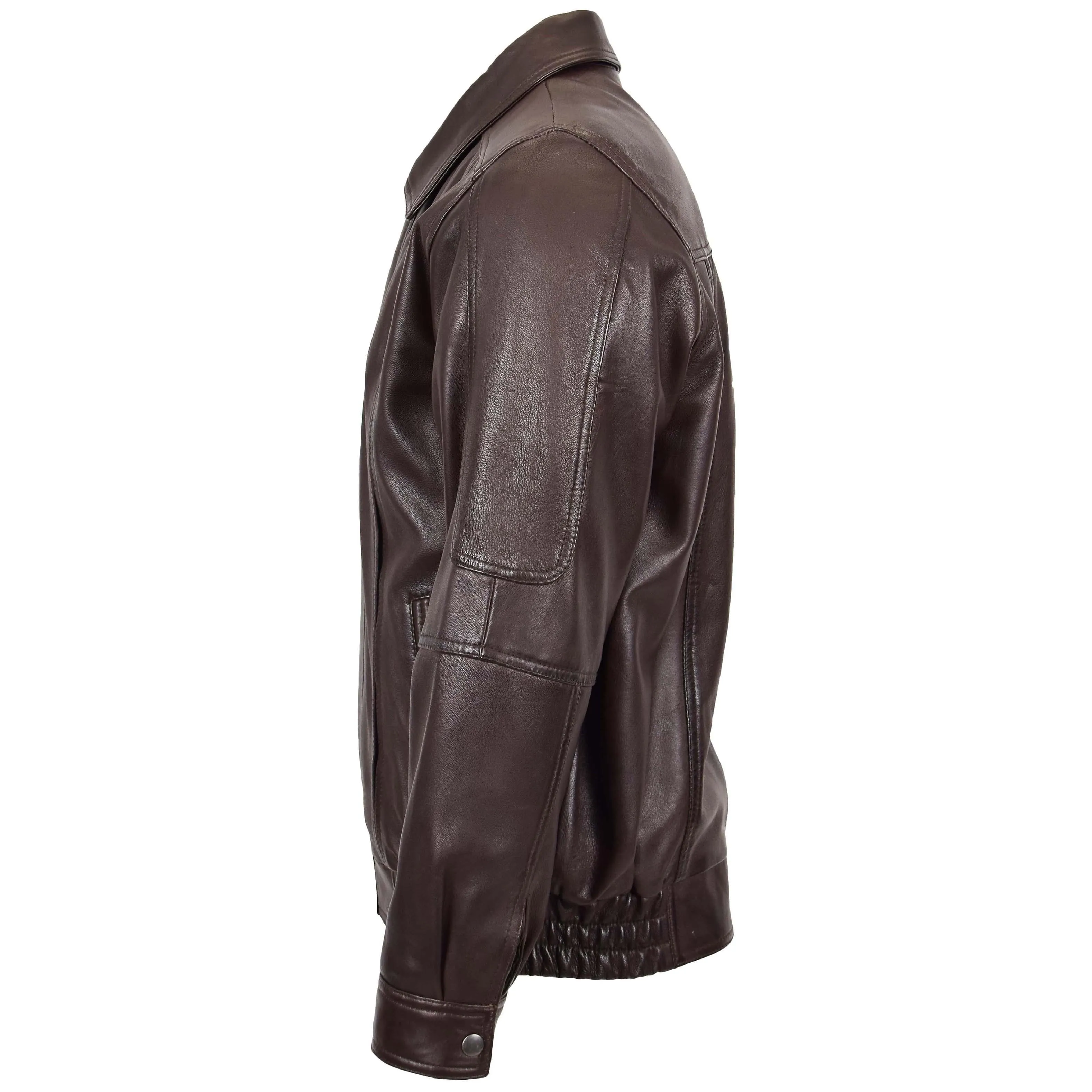 Men's Real Leather Bomber Jacket Classic Blouson Brown Torger
