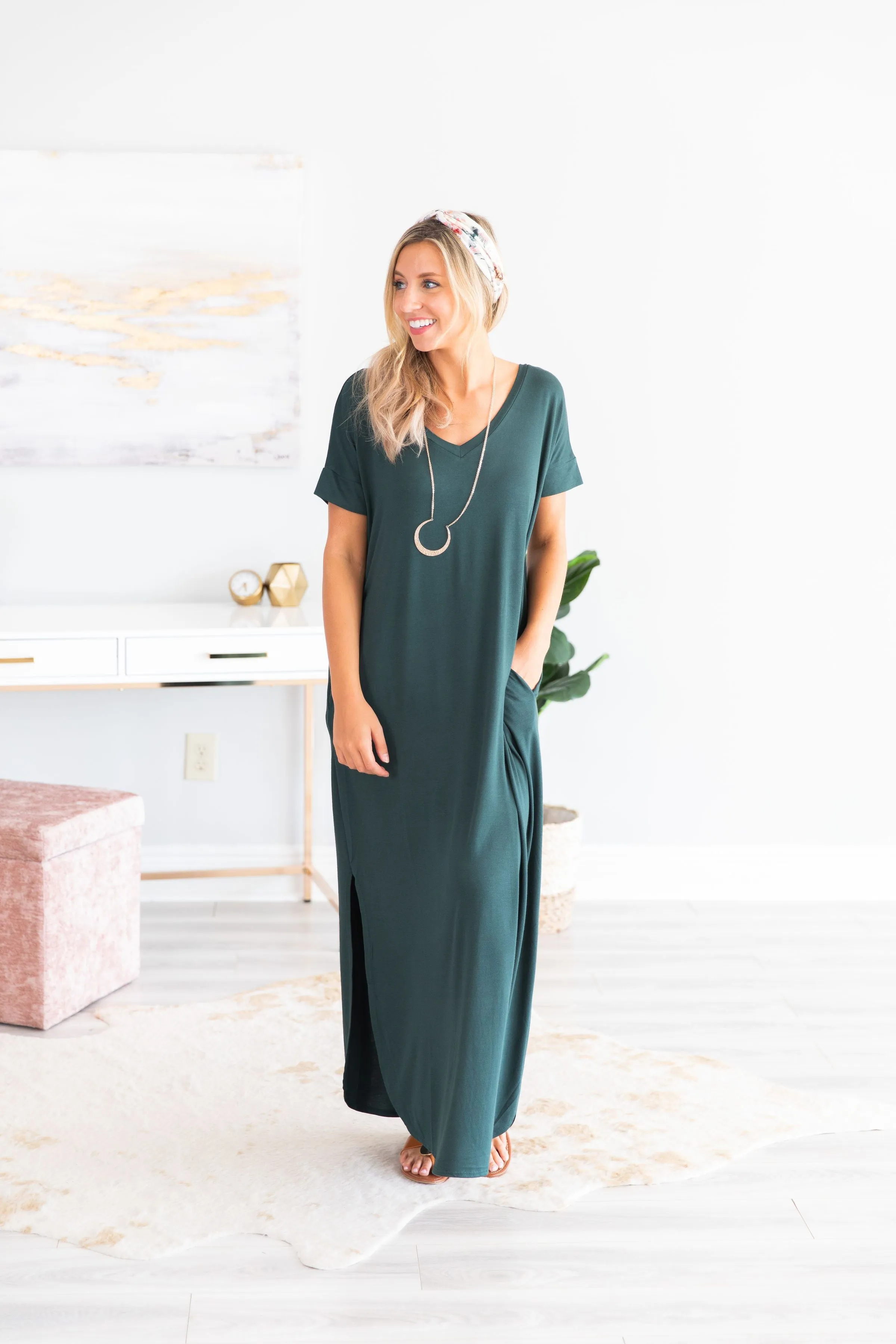 Trust The Plan Hunter Green Maxi Dress
