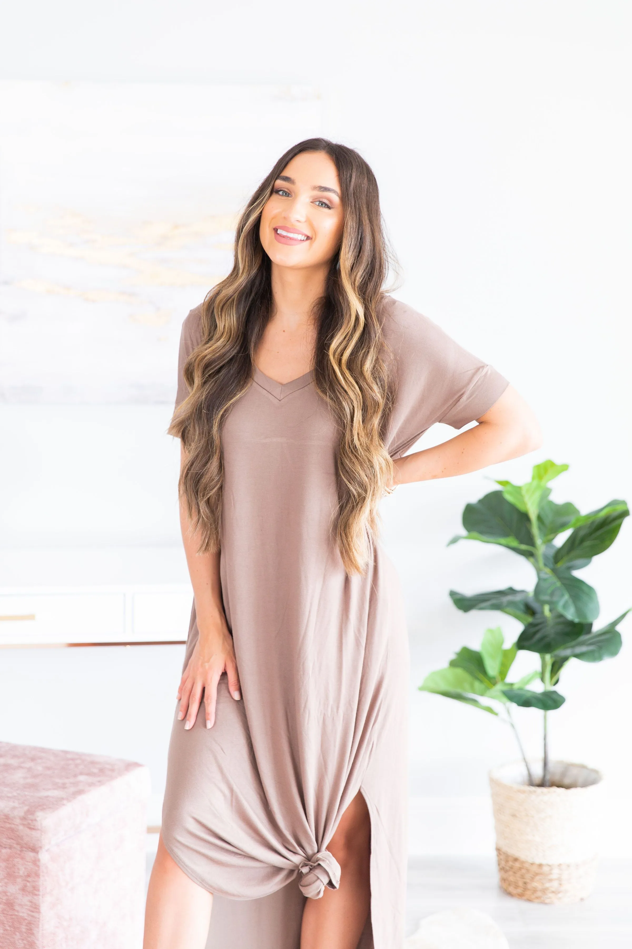 Trust The Plan Light Mocha Brown Maxi Dress