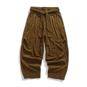 Wiaofellas  -  Autumn Men's Corduroy Casual Pants Vintage Loose Solid Color Harem Pants Men Straight Streetwear Jogger Elastic Waist Trousers